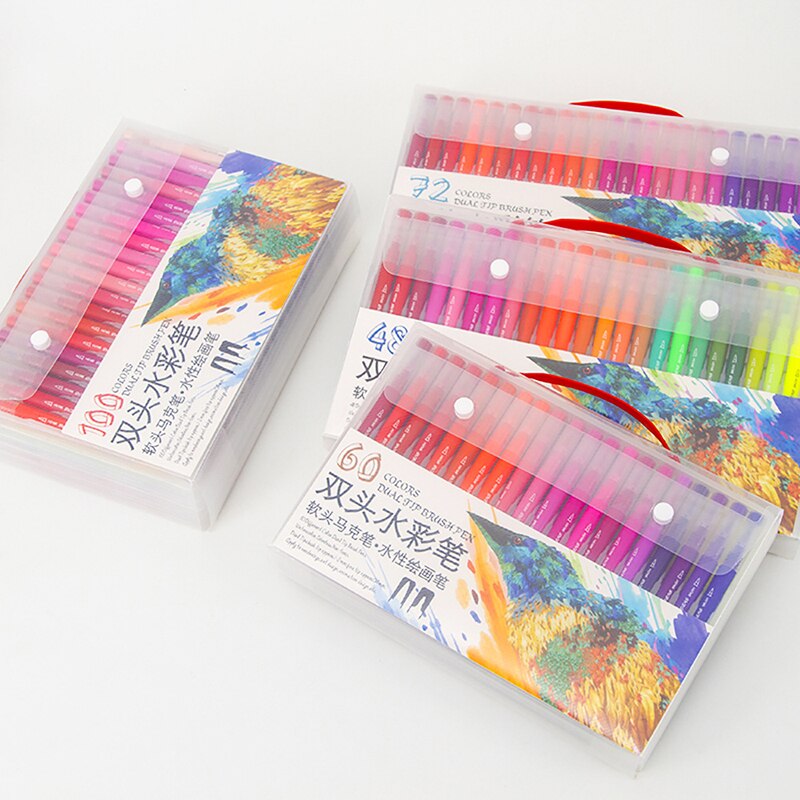 Twin Marker Journal Pens Double Tip Head Marker Watercolor Pen Drawing Colors Brush Pen Sets
