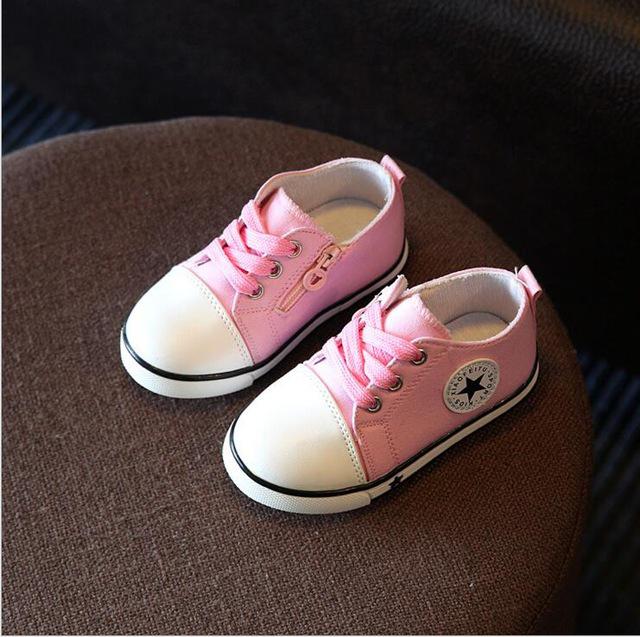 printemps toile chaussures pour enfants filles respirant chaussures de sport garçons et filles pas puant pieds doux chaussures de sport pour enfants: Pink / 8