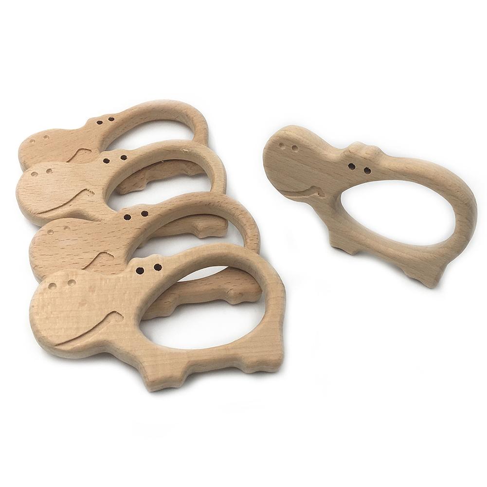 Pasgeboren Baby Bijtring Speelgoed Hippo Dier Hand Grip Tandjes Developmental Toy Anti Slip Houten Bijtring Speelgoed Voor Baby