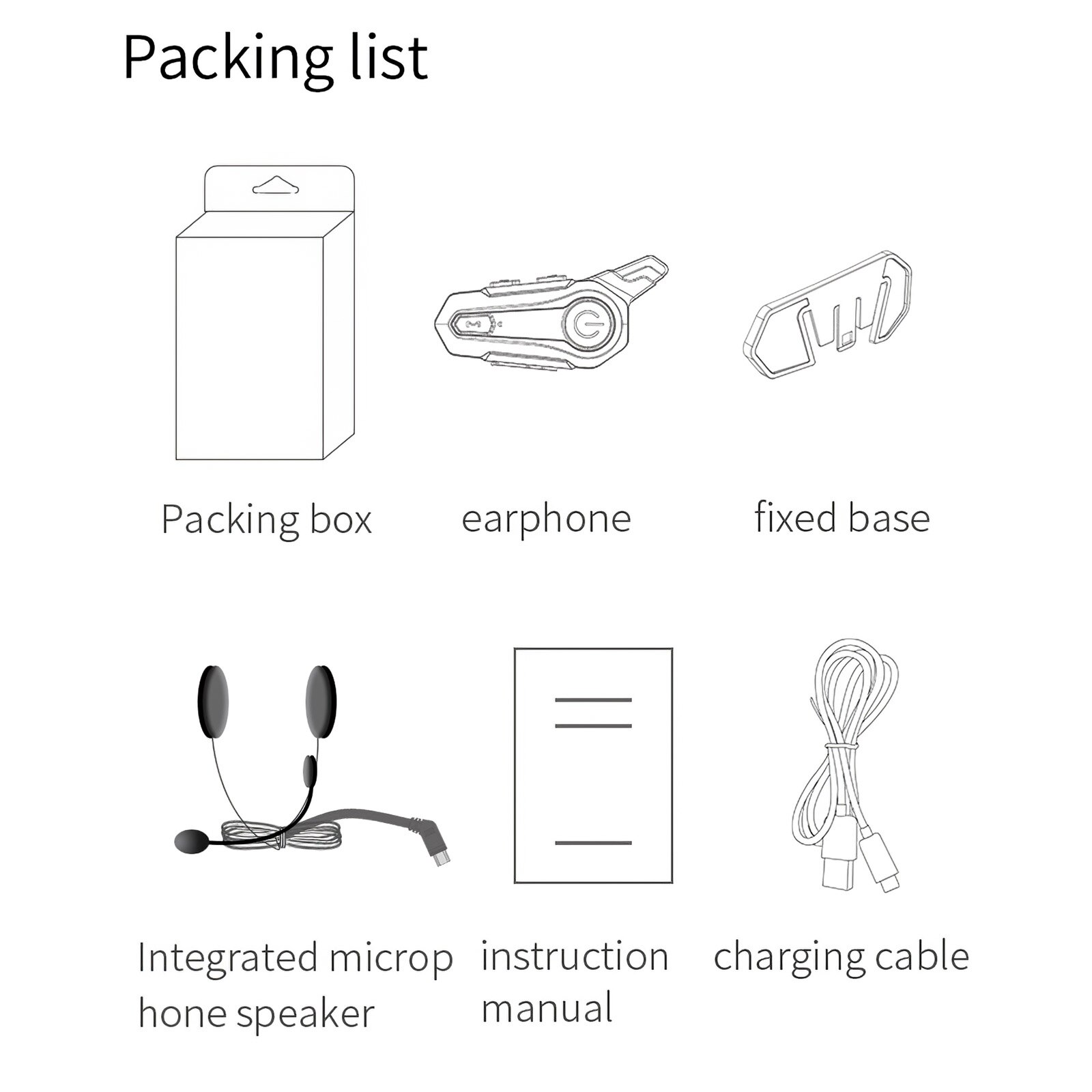 Motor Bike Earphone Microphone Built-In 3.7V 800mAh Battery Bluetooth 4.2 Helmet Headphone Bluetooth Motorcycle Headset Intercom