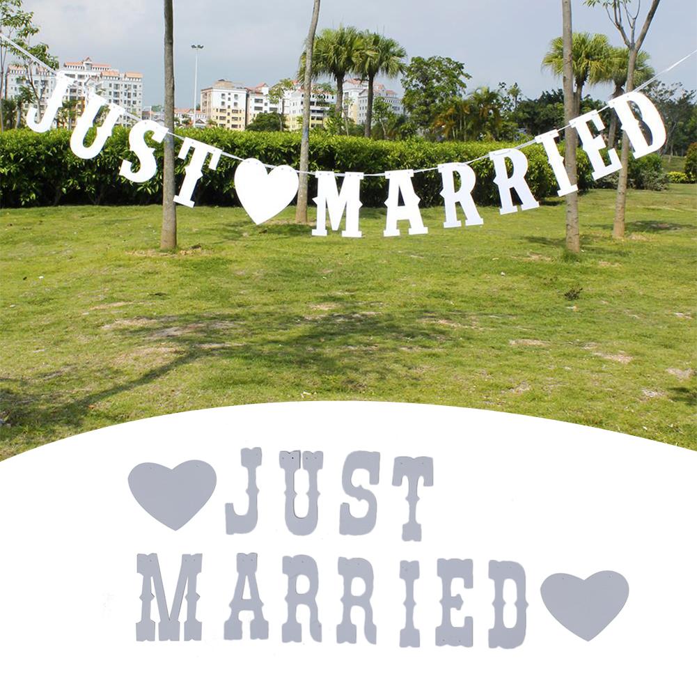 Hotsale Just Married Paperboard Banner Wedding Decor Bunting Photo Booth Props Signs for Wedding Background Decorations 20E