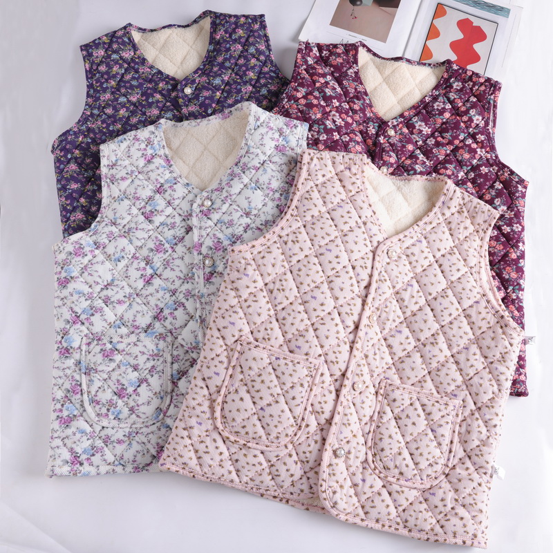 Frauen Blumen- Herbst Winter Weste Plus Größe Weste Landschaft Stil Gedruckt Spitzen Ältere frauen lässig Ärmellose Jacke