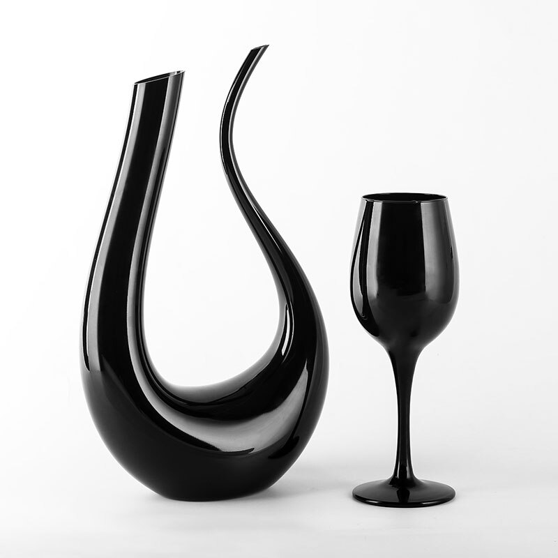Decantador de vino negro sombreado copa de vidrio sin plomo copa de vino grande Copa creativa decoración de estante de vino