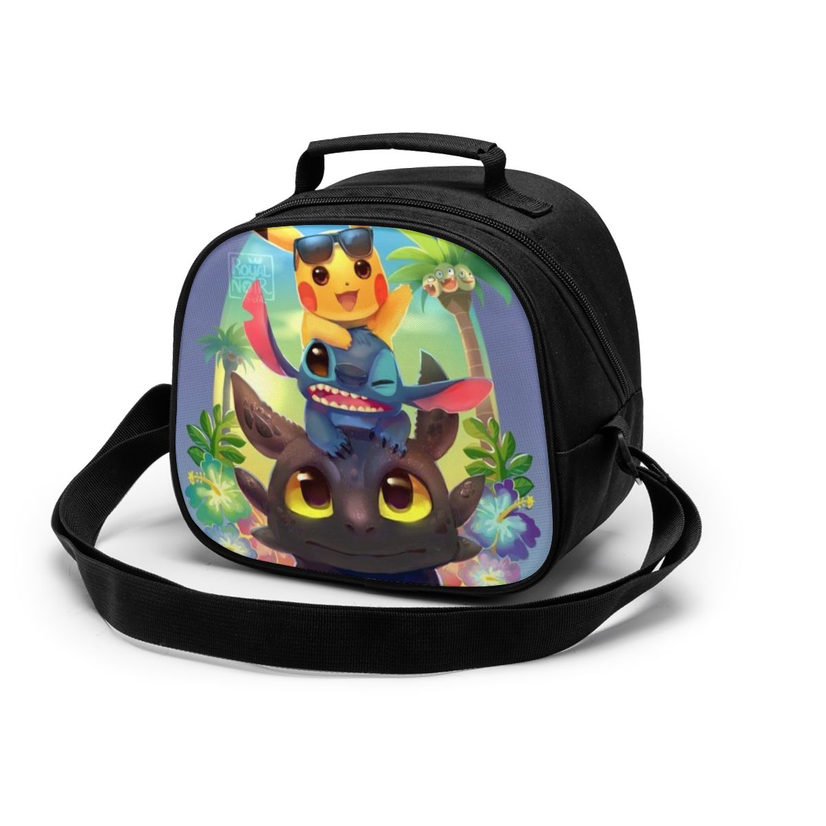 lovely Stitch Canvas Portable Cooler Lunch Bag Thermal Insulated Food Picnic Lunch Box Bag for students Kids children: Black8