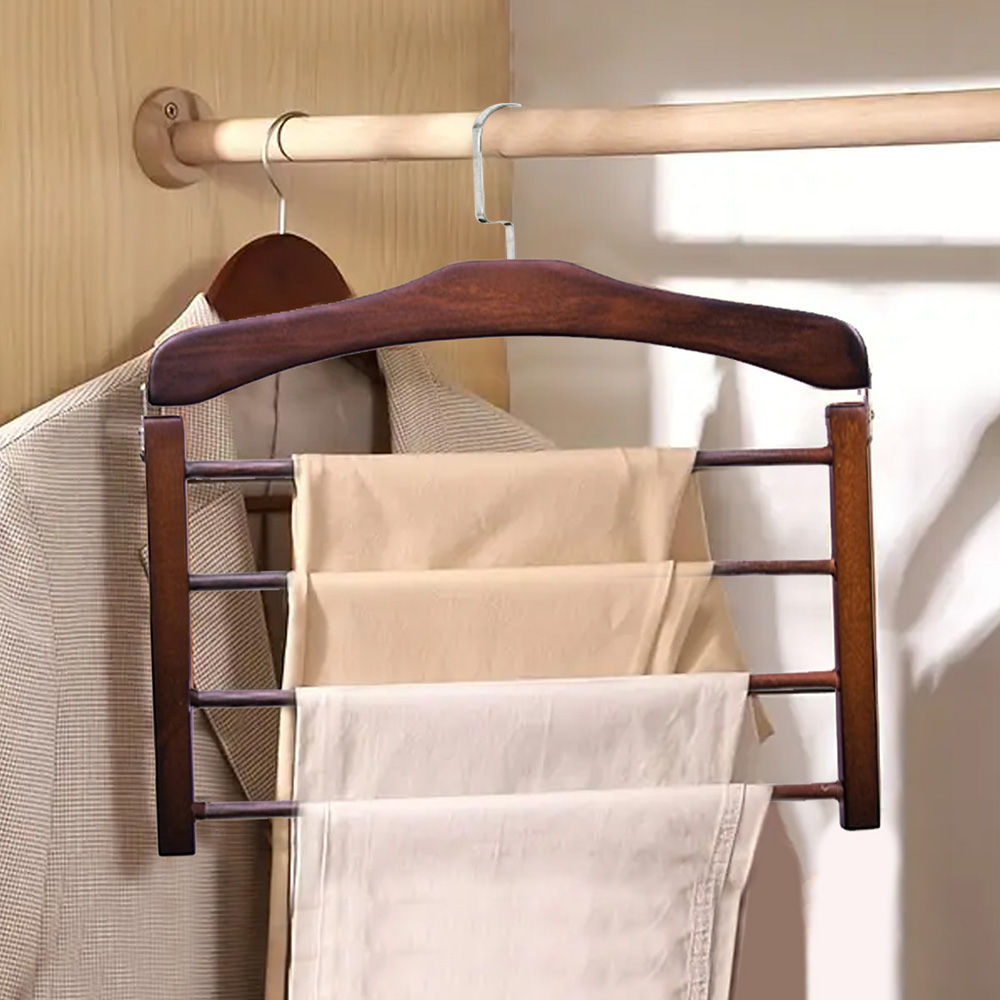 Solid Wood Clothes Drying Rack Wardrobe Storage Rack Multi-function Solid Wood Trouser Rack Towel Rack Home Apartment Clothes ra
