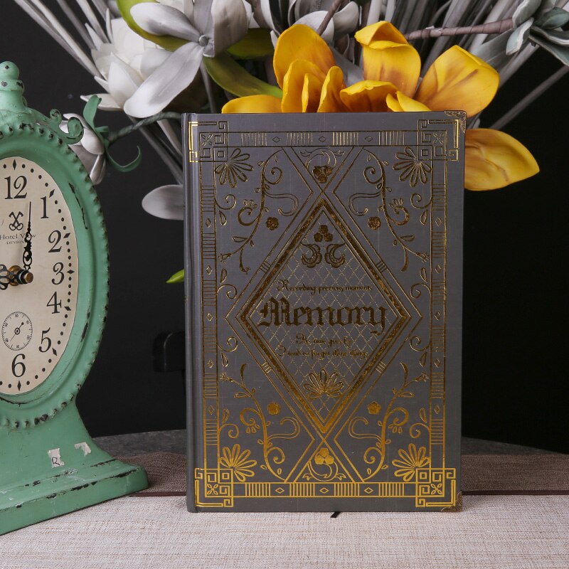 Vintage European Retro Notebook diary Journal Foil Gold Hardcover Planner A5 Daily Line Paper Student Stationery Supplies