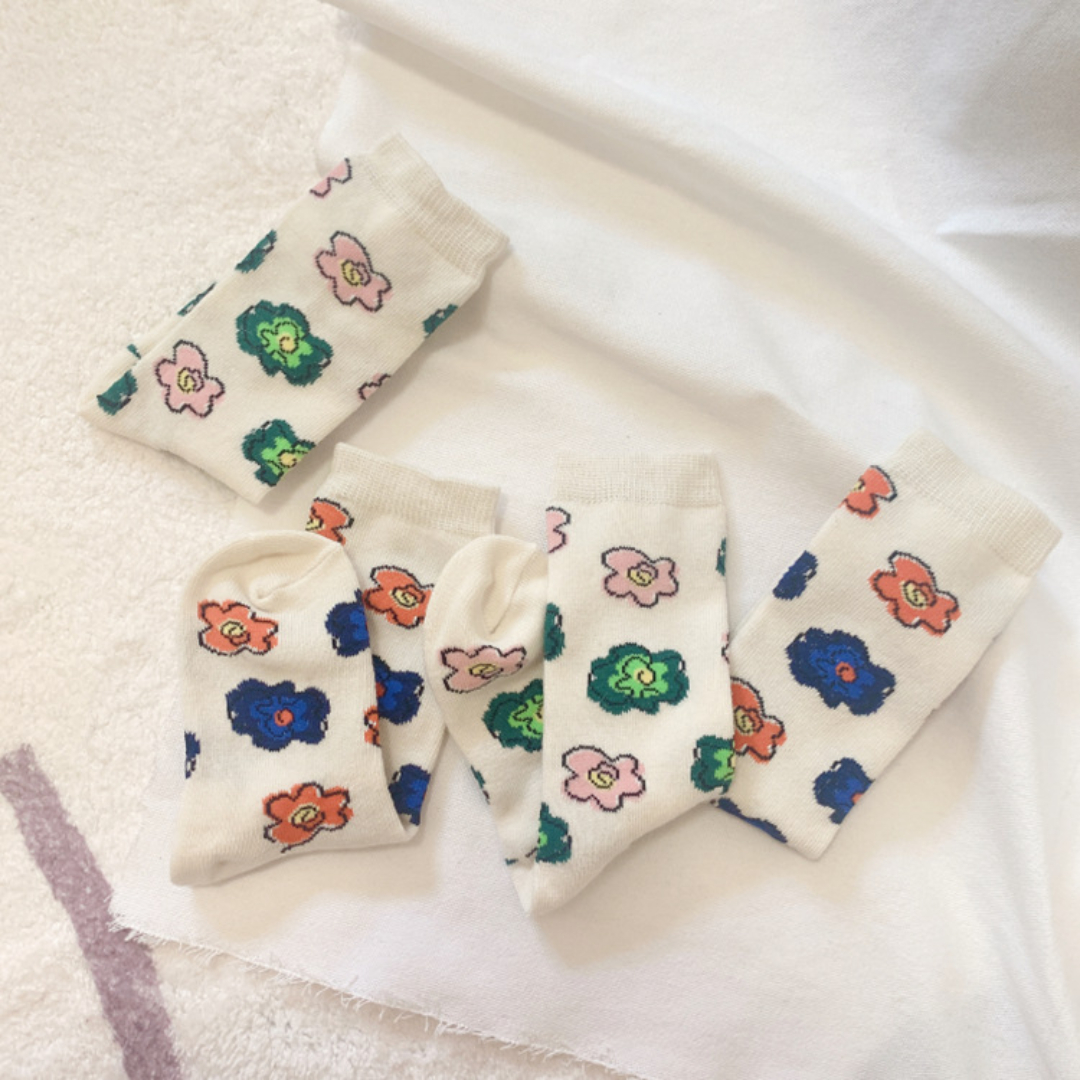 2Pairs Baby Sokken Koreaanse Retro Bloem Gekamd Katoen Kinderen Sokken Kinderen Meisjes Sokken