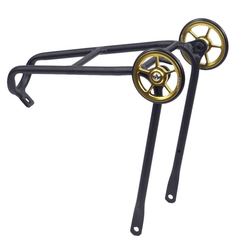 Bicycle Alloy Rear Shelf Q Rack With Easywheels for Brompton 3SIXTY PIKES Folding Bike Lightweight Rear Rack 150g: Black-Glod