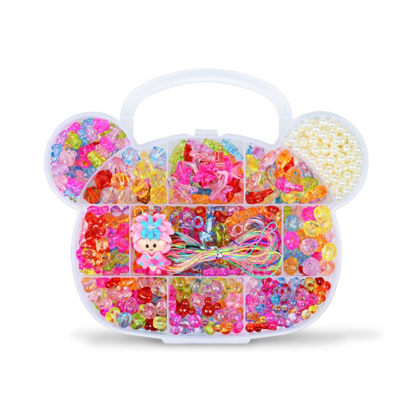 PARA niña, joyería de cuentas creativa, DIY, fabricación de pulsera, collar, juguete educativo para niños, hecho a mano con cuentas con caja: Mu ltico lor