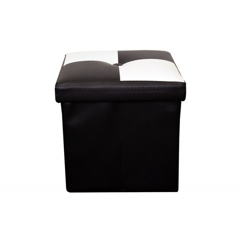 Puff Box Storage Beanbag cubo blanco negro imitación cuero dormitorio 30x30x30