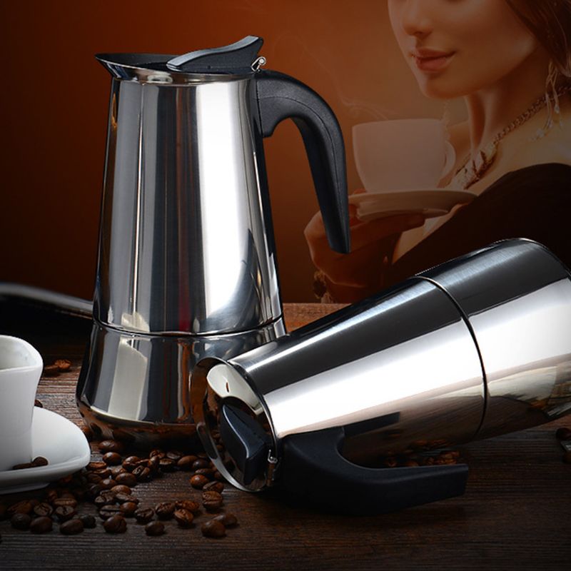 4/6Cup Coffee Maker Pot Espresso Latte Percolator Electric Stove Home Office Kitchen Supplies
