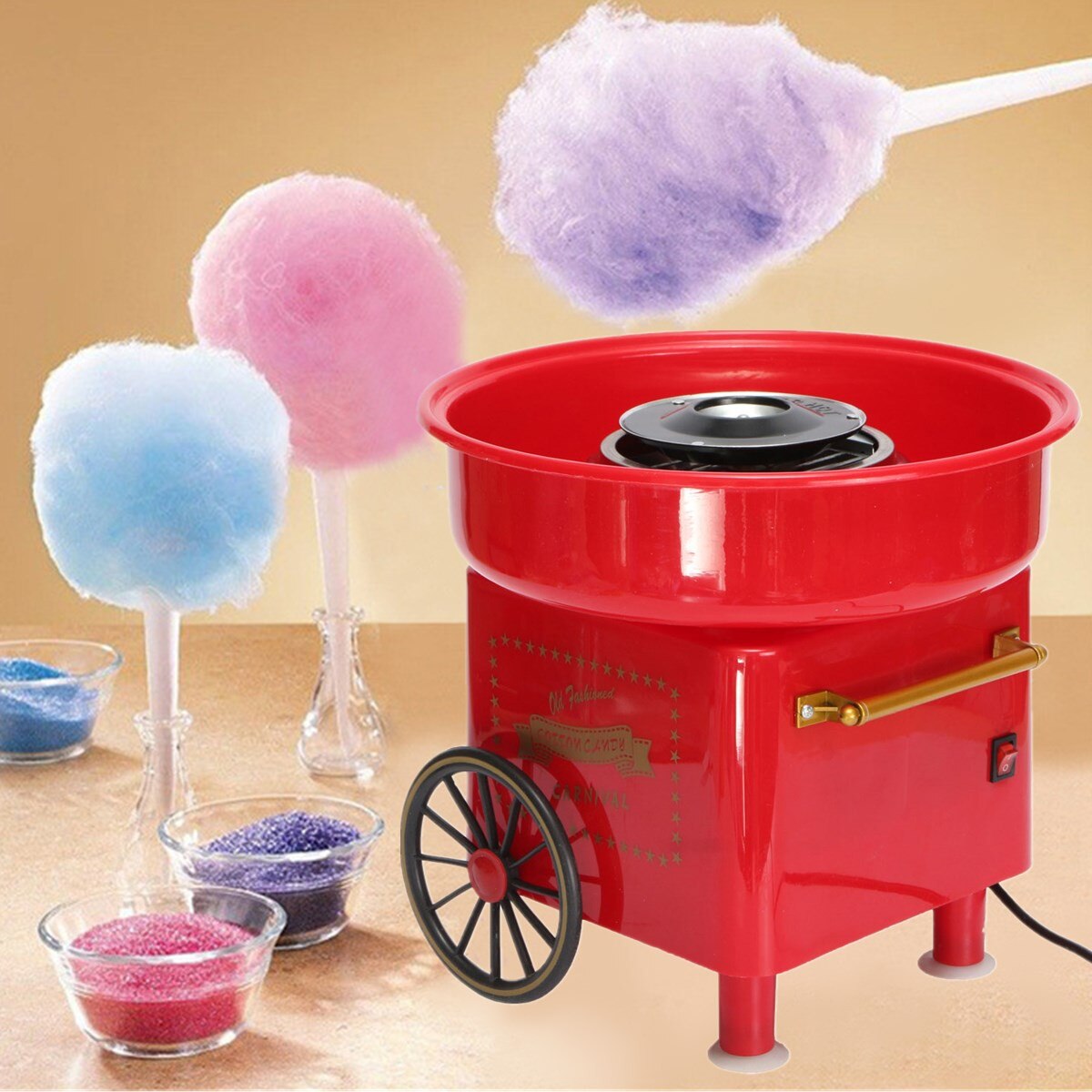 Mini Retro DIY Sweet Cotton Candy Machine Portable Electric Icing Machine Home Party Creatives 450-550W 240V EU Plug