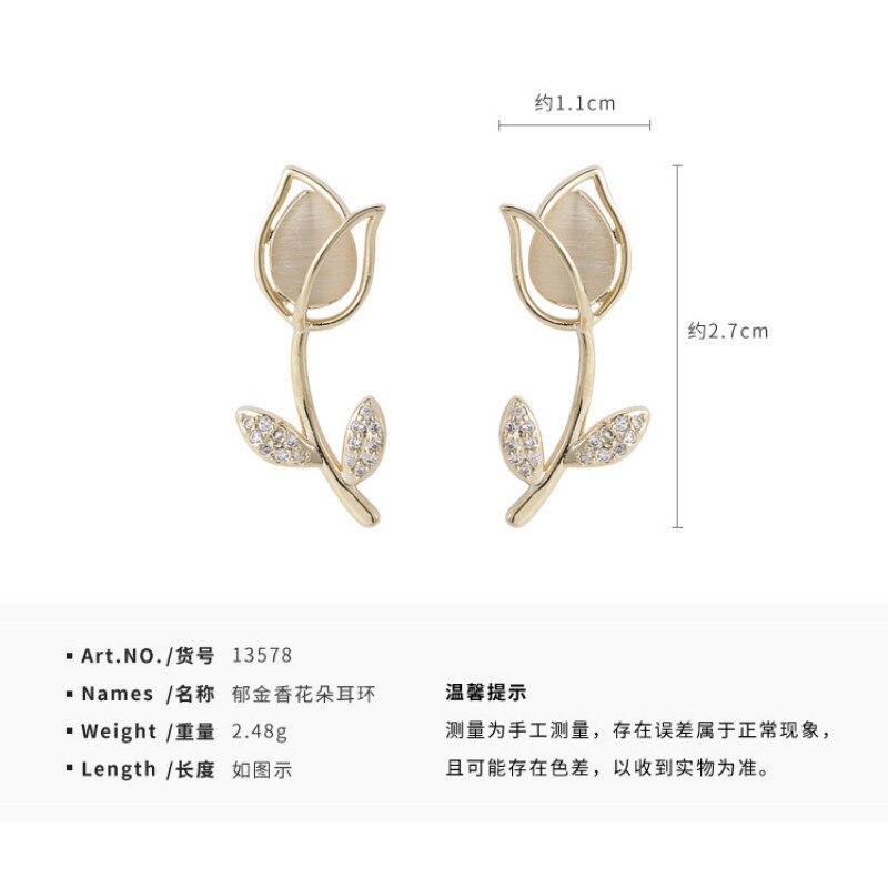 Koreanisch Neue Einfache Nette Süße Mädchen Tulpe Blume Elegante exquisit Zirkon Rose Tropfen Ohrringe für Frauen Schmuck Zubehör