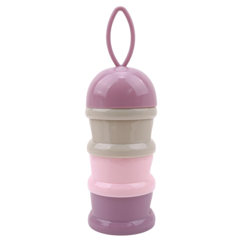 3 Layers Cute Portable Baby Food Storage Box Essential Cereal Cartoon Infant Milk Powder Box Toddle Snacks Container: purple