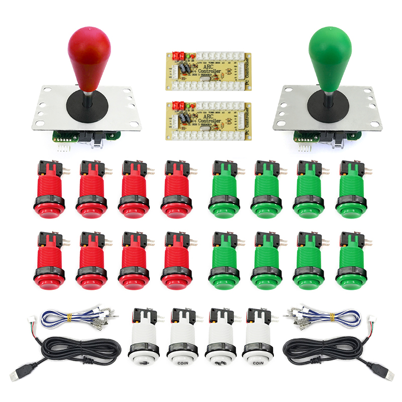 Arkade- 2 -spieler-Null-Verzögerung-Bausatz, mando Arkade usb-Encoder für pc, Himbeere Pi, happ druckknopf-Joystick, usb-Arkade-automat: Gelb