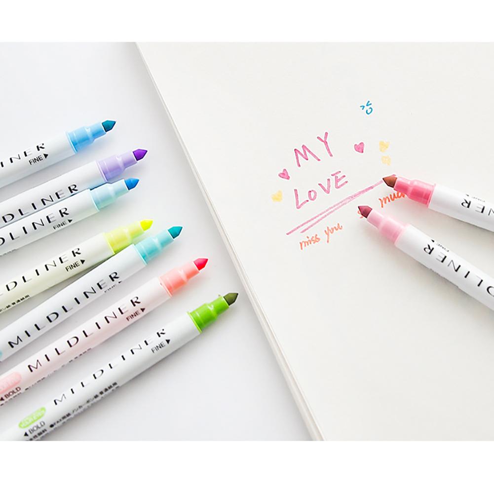 12 stk / sæt dobbelt hoved mildliner highlighters pen kunstmarkør tegning markør highlighter akvarel fluorescerende pen til studerende