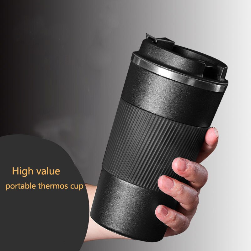 380ml/510ml Double-layer Stainless Steel Thermal Insulation Coffee Mug Car Travel Non-slip Thermos Office Mug High-end
