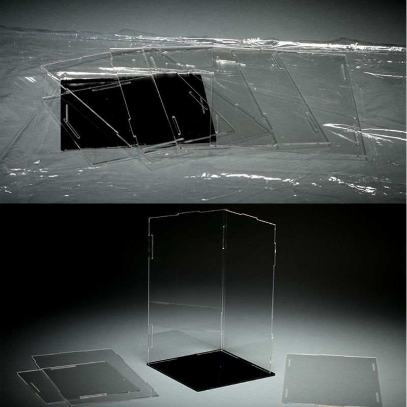 Helder Acryl Vitrine Zwarte Basis Stofdicht Bescherming Model Speelgoed Tonen Doos