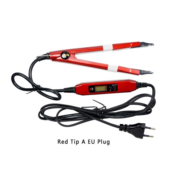 Extensión de cabello rojo por fusión, Conector de hierro, herramientas de unión de queratina, Conector de calor de fusión de temperatura ajustable, 1 ud.: Red TIP A EU Plug