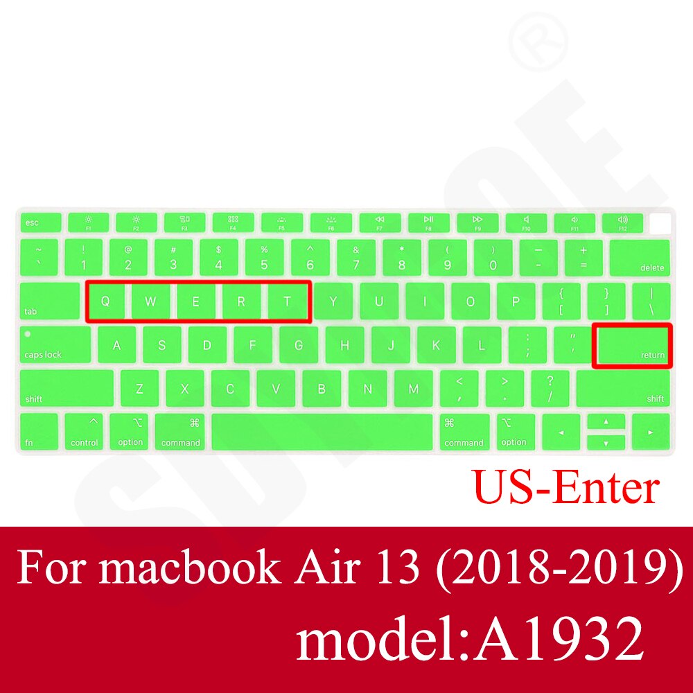 Nowy 13 Air A1932 klawiatura do laptopa folia ochronna wodoodporna do Macbook air 13.3 cala obudowy pokrywa klawiatury laptopa edycja amerykańska: Grass green