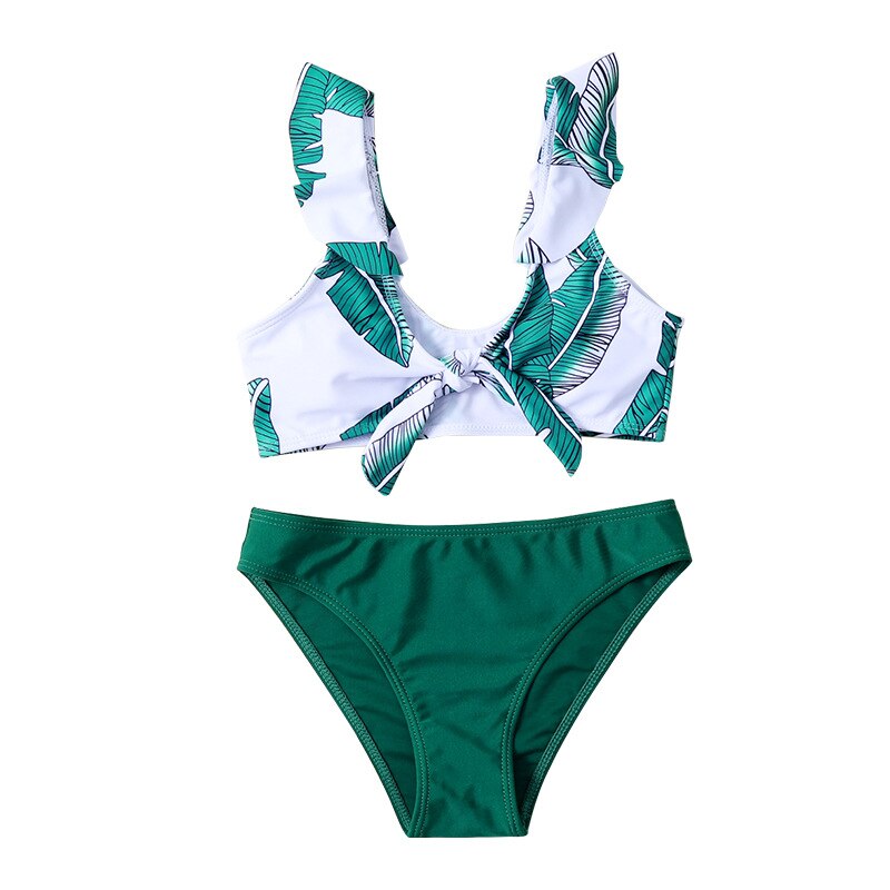 Kids Tropische Badmode 7-14Y Tiener Meisje Badpak Twee Stukken Meisjes Bikini Set Kinderen Badmode Kids Beach Wear