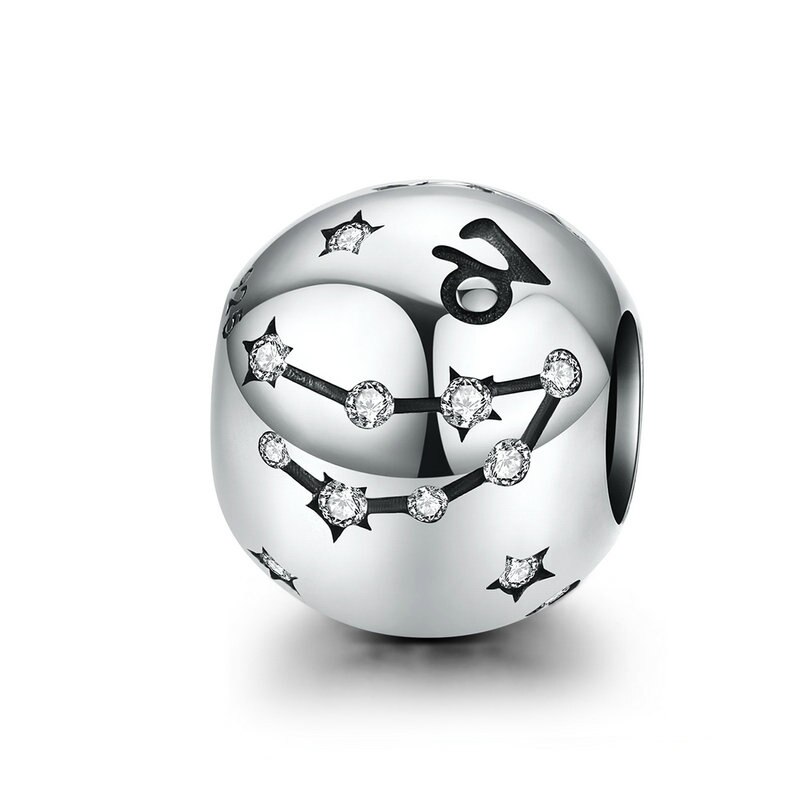 BISAER Vendita Calda 925 Sterling Silver Dodici Costellazioni star Segno Dello Zodiaco Fascino Dei Branelli Misura Il Pendenti e Ciondoli Bracciali Gioielli FAI DA TE: Capricorn