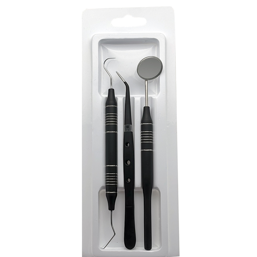 3 stuks tandheelkundige gereedschap set mondspiegel pincet curve sonde tandarts instrument tanden reinigen whitening tool kit