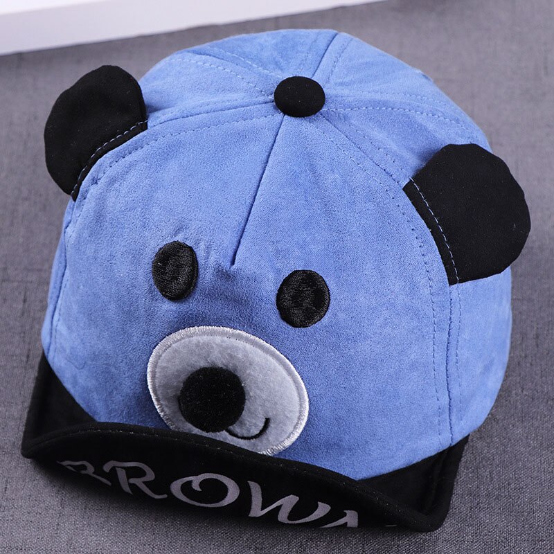 Spring Baby Baseball Cap Cartoon Bear Infant Toddler Sun Hat Cotton Adjustable Baby Boy Girl Hats Caps: blue