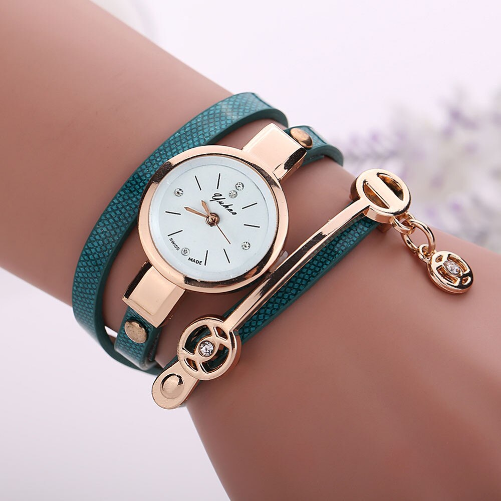 Vrouwen Creatieve Metalen Polsband Horloge Retro Analoge Lichtmetalen Quartz Horloge En Armband Set Vrouwen Waterdichte Horloges: Green