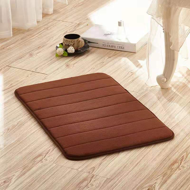 Home Bath Mat Coral Fleece Bathroom Carpet Water Absorption Non-slip Memory Foam Absorbent Washable Rug Toilet Floor Mat: brown