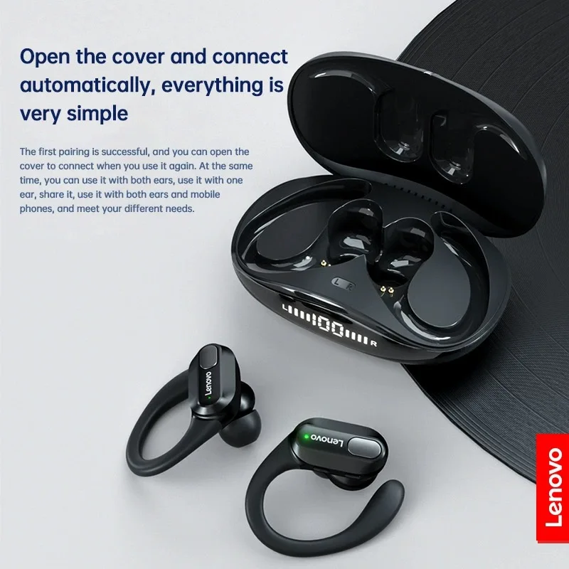 Lenovo Xt80 Bluetooth 5.3 Oortelefoon Echte Draadloze Hoofdtelefoon Met Microfoon Knop Controle Ruisonderdrukking Oorhaken Waterdichte Headset