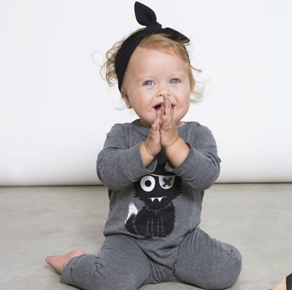 Nyfödd kläder små monster bebis pojke flicka långärmad kostym i ett stycke babykläder jumpsuit spädbarnskläder