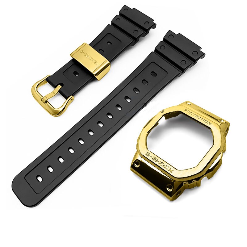 Funda de Metal + correa de goma para reloj G-SHOCK DW5600/5610 GW5600E, carcasa de acero inoxidable para Casio DW/GW5000 DW5035, accesorios