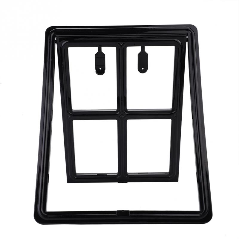 Lockable Dog Door Gate Plastic Dog Automatic Magnet Kitty Door for Screen Window Security Flap Tunnel Fence Free Access for Home: Black / M
