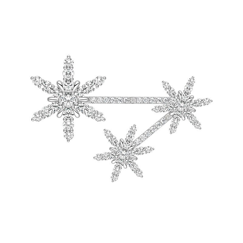 Simple 925 Sterling Silver Snowflake Flower Brooch Women Wedding Star Flower Lady Brooch Pin Jewelry