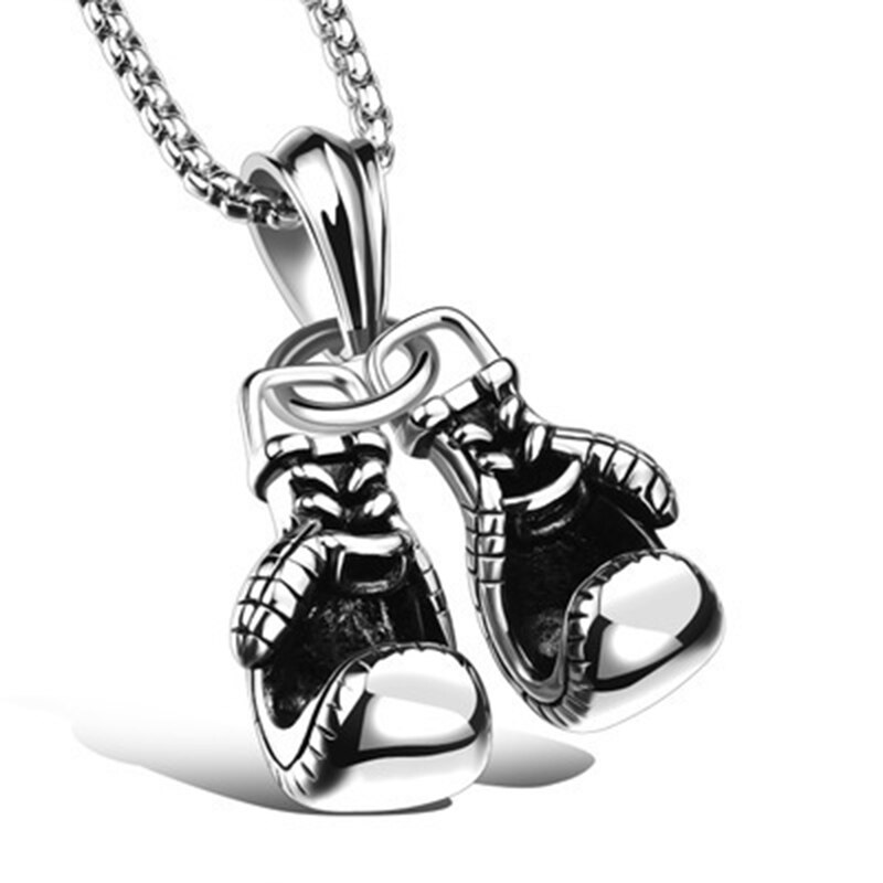 Gloves Pendant Necklaces Barbell Dumbbell Classic Charm Sporty Style Long Chain Necklaces For Male Men Fitness Enthusiast: M023 Silver