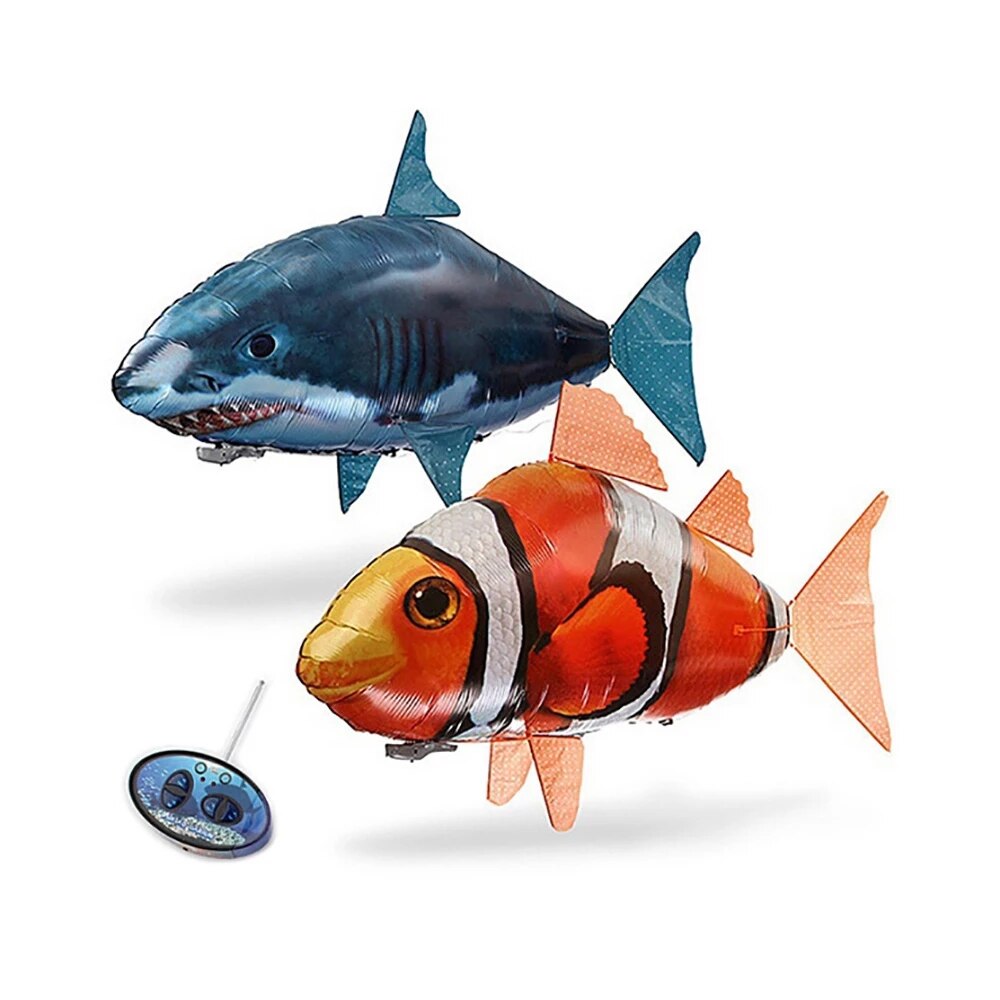 Toy Remote Control Air Swimmers Flying Shark And Clownfish Through The Room for Kids Children DIY Plastic Inflatable Balloon Toy