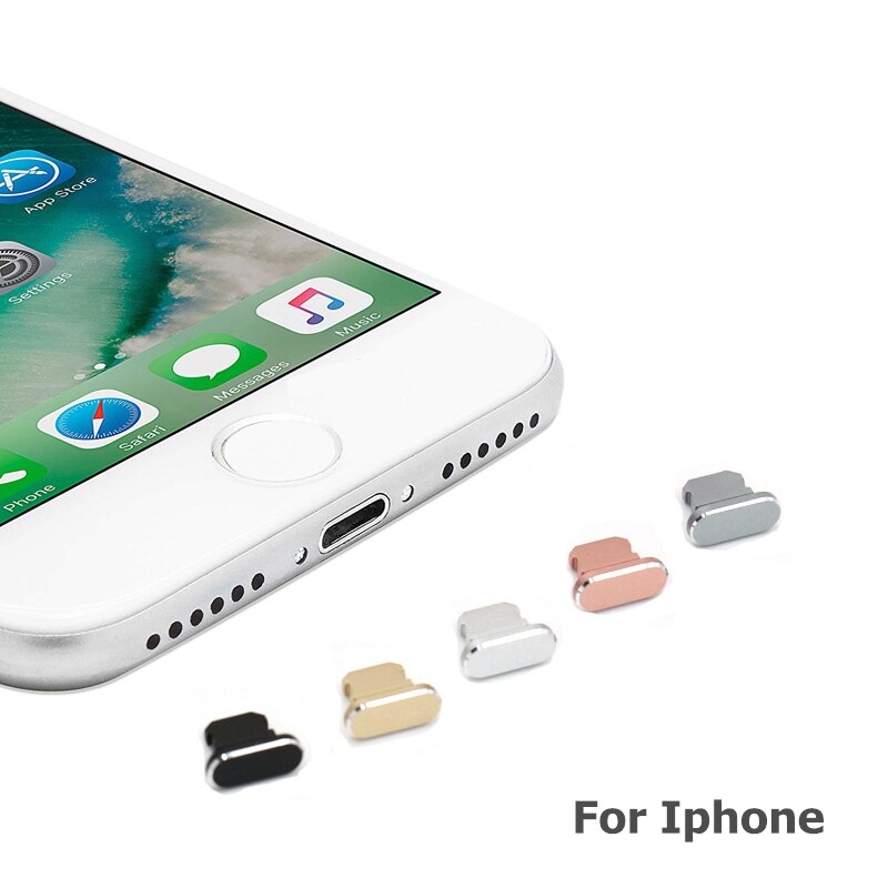 Metal hud oplader stik anti støv stik til iphone 11 pro xs max xr  x 8 plus opladning stik hætter dækdæksel telefon tilbehør