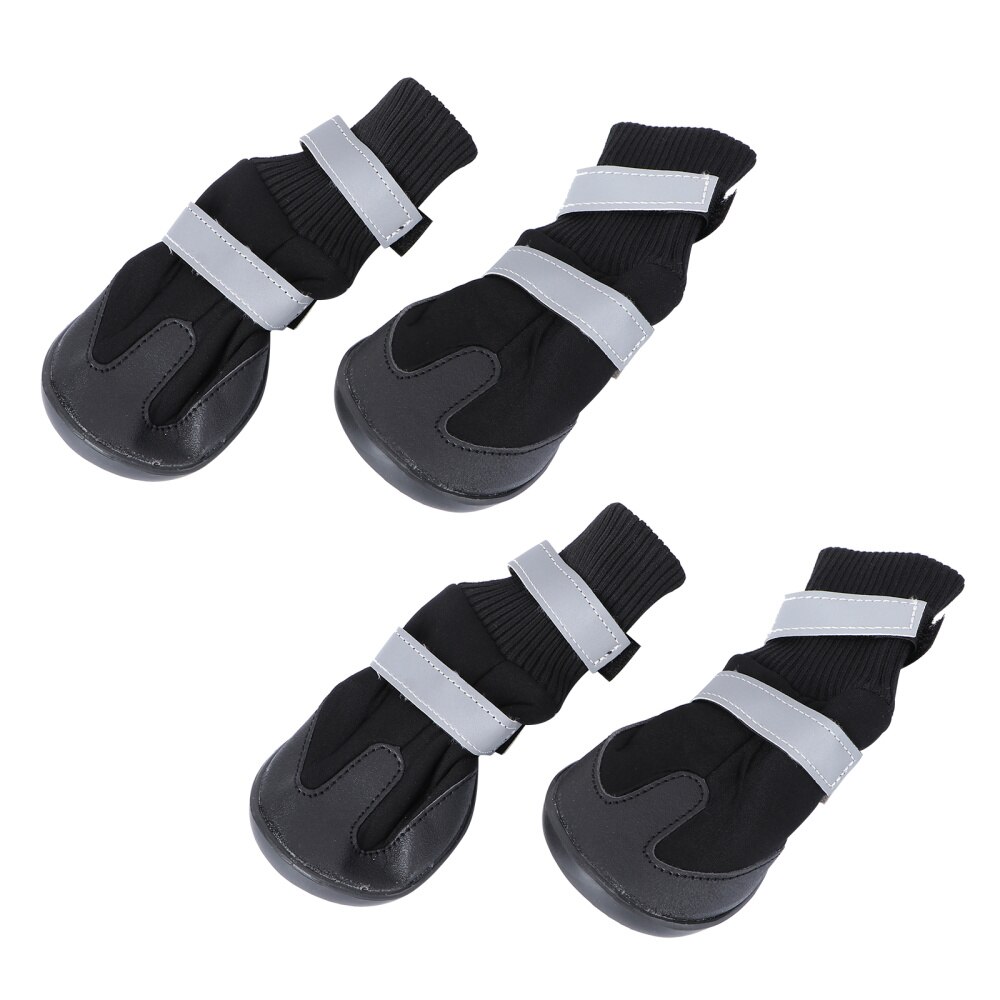 4pcs Waterproof Pet Dog Boots for Medium to Large Dogs - Size (Black)