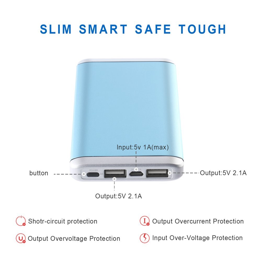 High Capacity 12000Mah Portable Power Bank External Battery Charger With 2 Usb Ports Ultra Slim Mobile Phone Charger