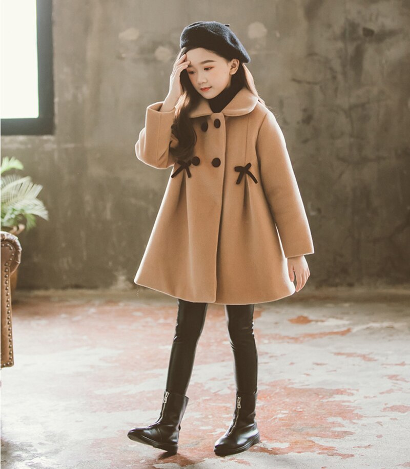 Veste d'hiver en laine pour fille, manteau , vêtements d'extérieur, à la , pour enfant de 4 6 8 10 12 13 ans