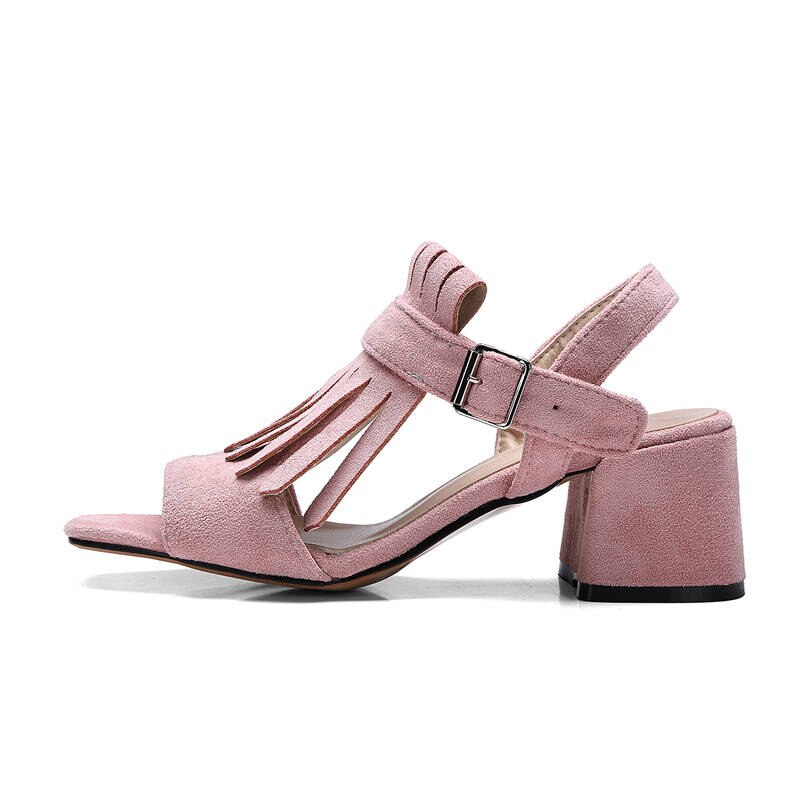 Morazora stor storlek 33-43 enfärgade sommarskor enkla spänne dam sandaler tofsar casual damskor rosa