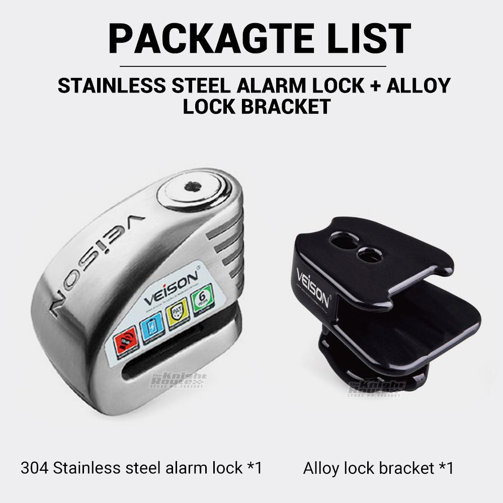 Veison Motorfiets Alarm 130dB Anti-Diefstal Motorfiets Slot Fiets Alarm 304 Rvs Disc Quad Lock Fietsslot Motopadlock