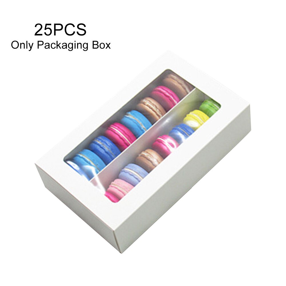 25pcs Packaging Box Mini Cupcakes Storage Case Wedding Bakery Party Multi-Purpose Clear Window Wrapping For Macaron Durable: L / white
