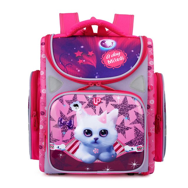 Piger tegneserie kat vandtætte skoletasker til børn 1-5 klasse børn ortopædiske skole rygsække mochila escolar: Rosen kat