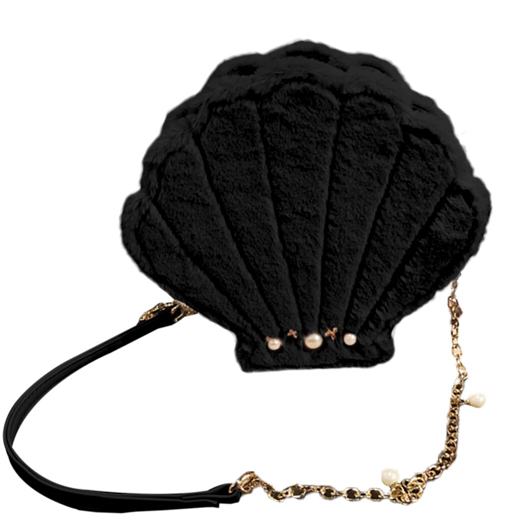 Coofit Sveglio Della Peluche Sacchetto di Velluto di Cuoio DELL&#39;UNITÀ di elaborazione Lolita Mini Crossbody Donne Messenger Borse Mare Borsette Forma di Lusso Della Ragazza Divertente Flap 2018: Black