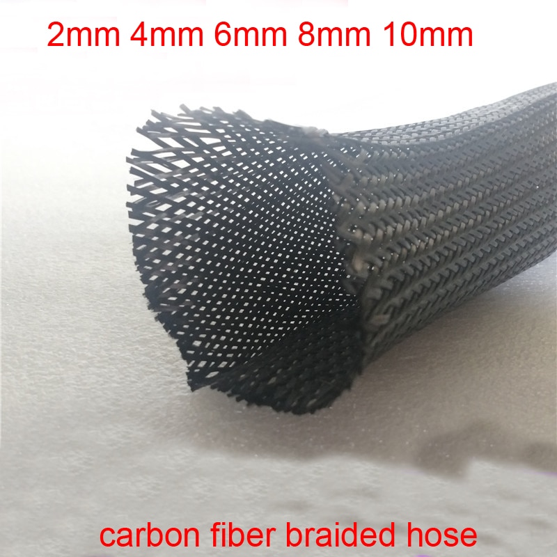 2mm 4mm 6mm 8mm 10mm 3K carbon fiber braided hose PET Wire sleeve graphite casing high temperature resistance 650 Celsius