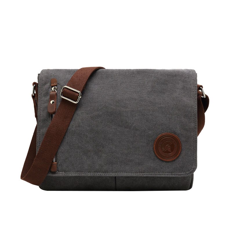 Canvas tas heren schoudertas crossbody tas casual retro messenger reistas: Grijs