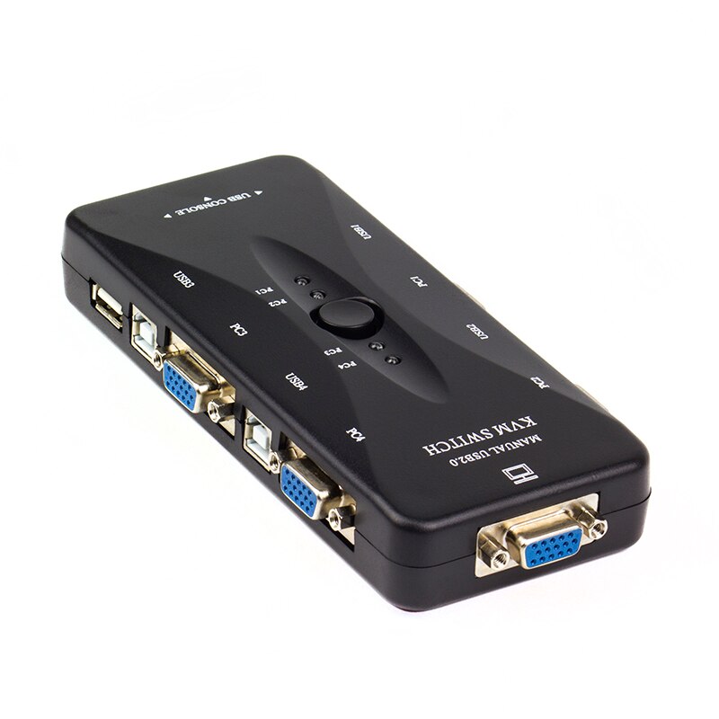 4 Poorten Kvm Switch 4 In 1 Out Vga Usb Converter Vier Computers Delen Monitor Muis Keyboard Printer Apparatuur
