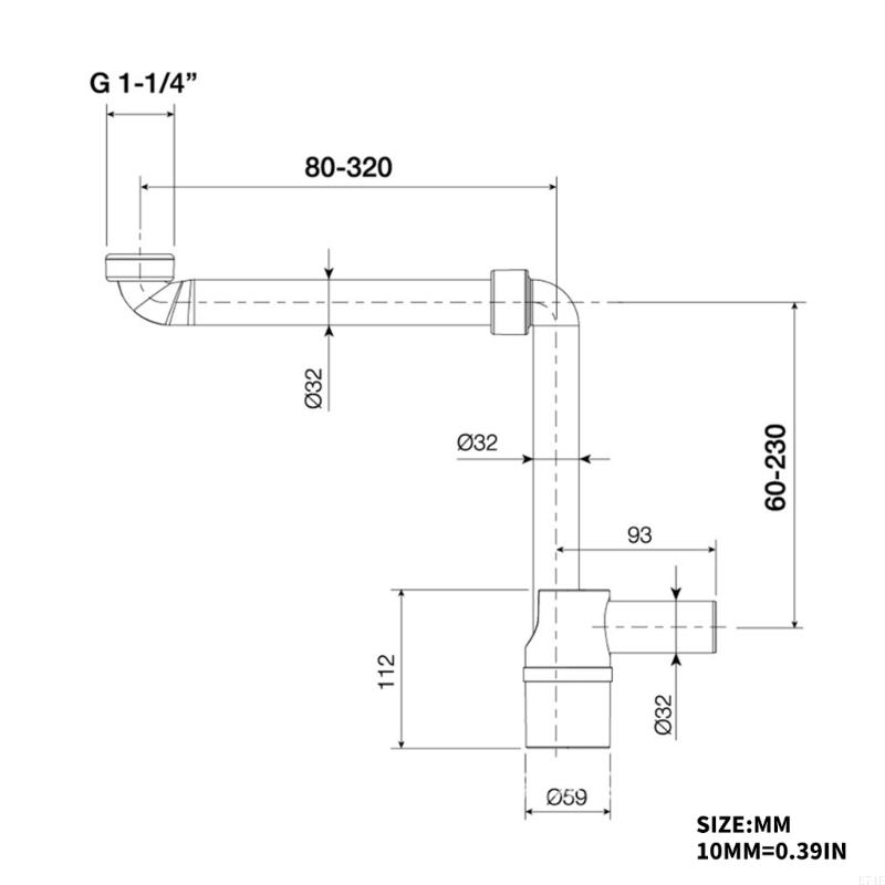 E74E Waschbecken Abfluss fangen Einstellbares Waschbecken Siphon 1/4 -Zoll -Raumsparspülenabfallfalle 1/4 -Zoll